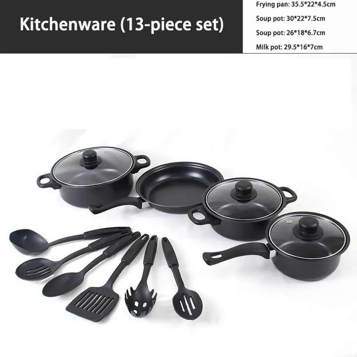 بيع بالجملة الأواني والمقالي 13 طقم غير لاصق . Wholesale Pots and Pans 13 Set Non