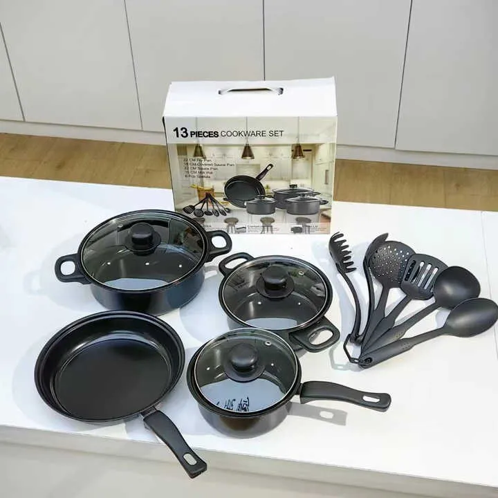 بيع بالجملة الأواني والمقالي 13 طقم غير لاصق . Wholesale Pots and Pans 13 Set Non