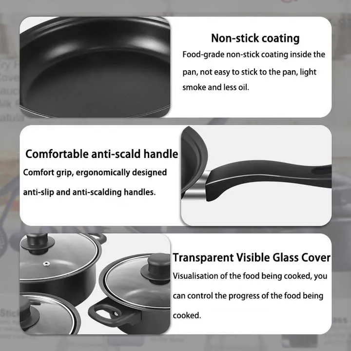 بيع بالجملة الأواني والمقالي 13 طقم غير لاصق . Wholesale Pots and Pans 13 Set Non