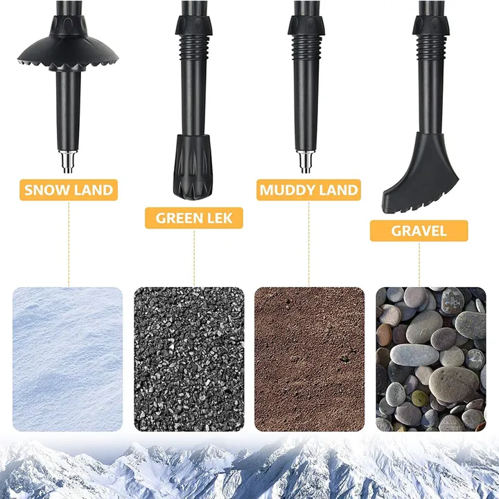 عصي مشي خفيفة الوزن قابلة للطي وبتصميم . Lightweight folding walking sticks with foldable design