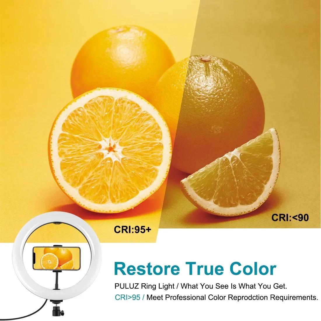 10.2 Rgbw Led Ring Light Kit with 1.1m Tripod & Phone Clamp