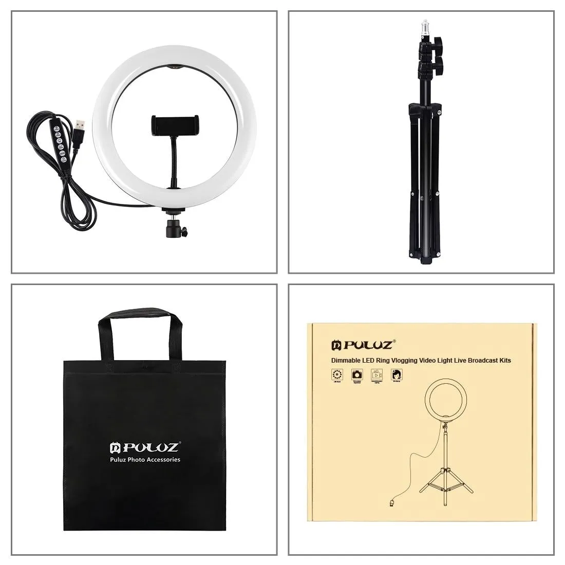 10.2 Rgbw Led Ring Light Kit with 1.1m Tripod & Phone Clamp