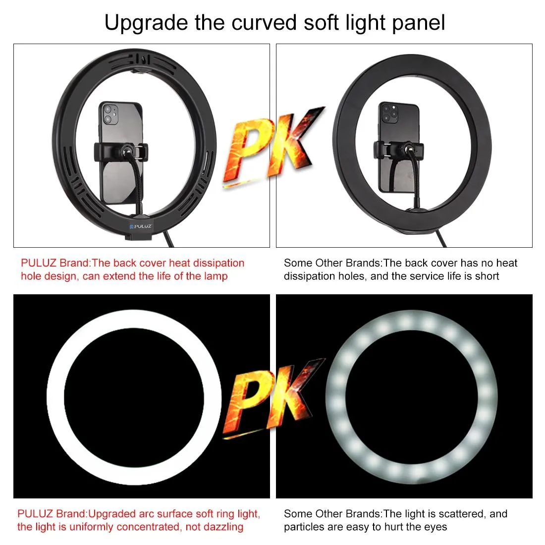 10.2 Rgbw Led Ring Light Kit with 1.1m Tripod Remote Ball Head and Phone Clamp