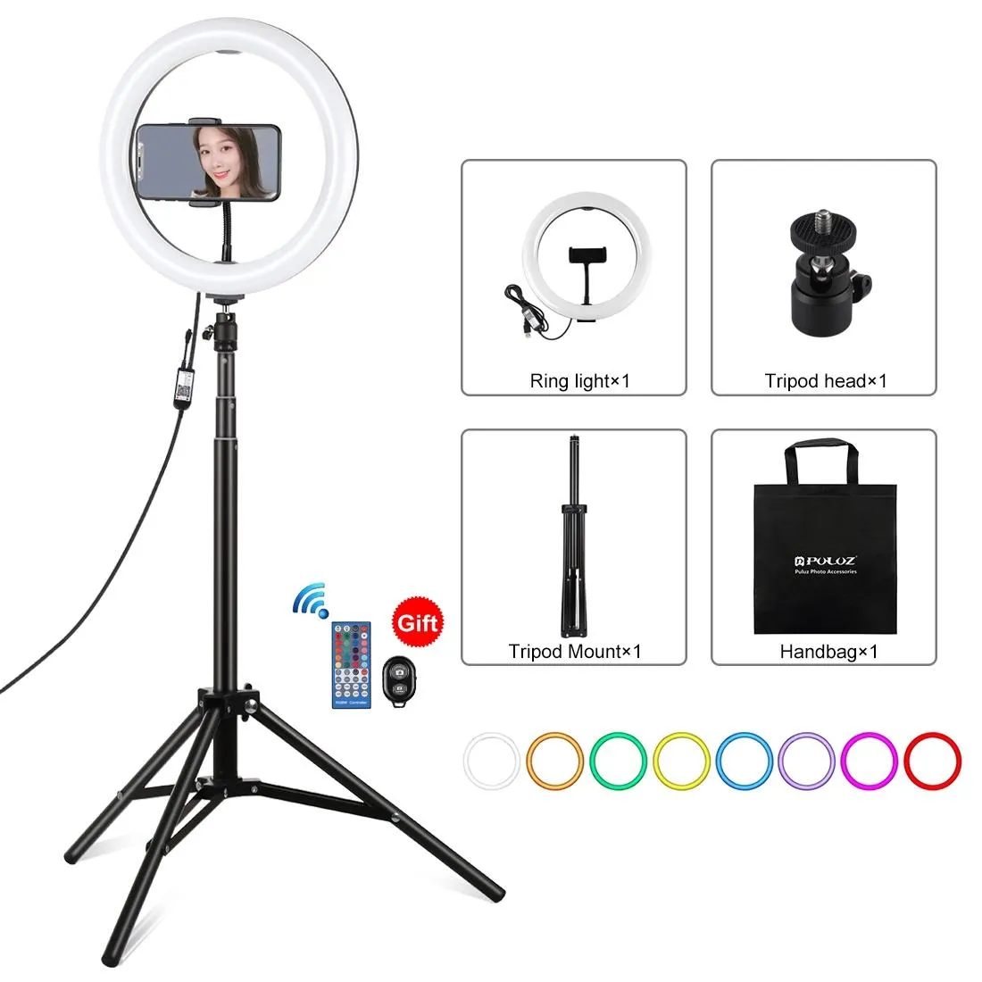 10.2 Rgbw Led Ring Light Kit with Tripod and Remote Control