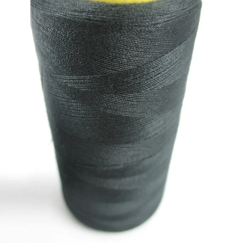 2 Black Sewing Machine Thread Spool 6000 Yards Polyester Upholstery Leather New
