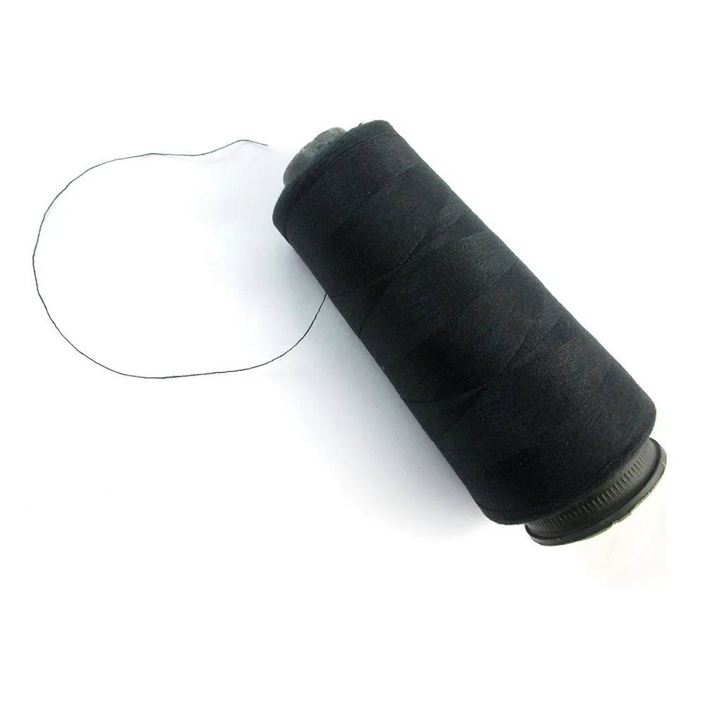 2 Black Sewing Machine Thread Spool 6000 Yards Polyester Upholstery Leather New