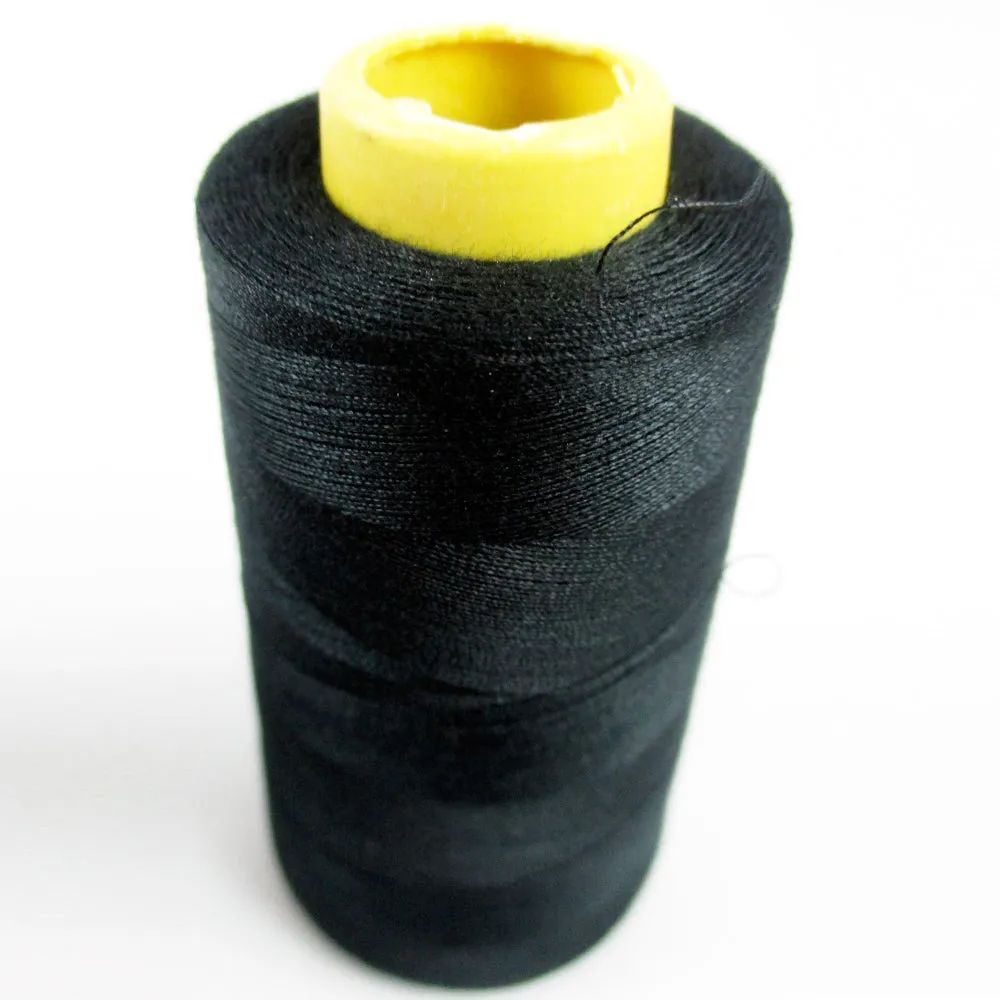 2 Black Sewing Machine Thread Spool 6000 Yards Polyester Upholstery Leather New