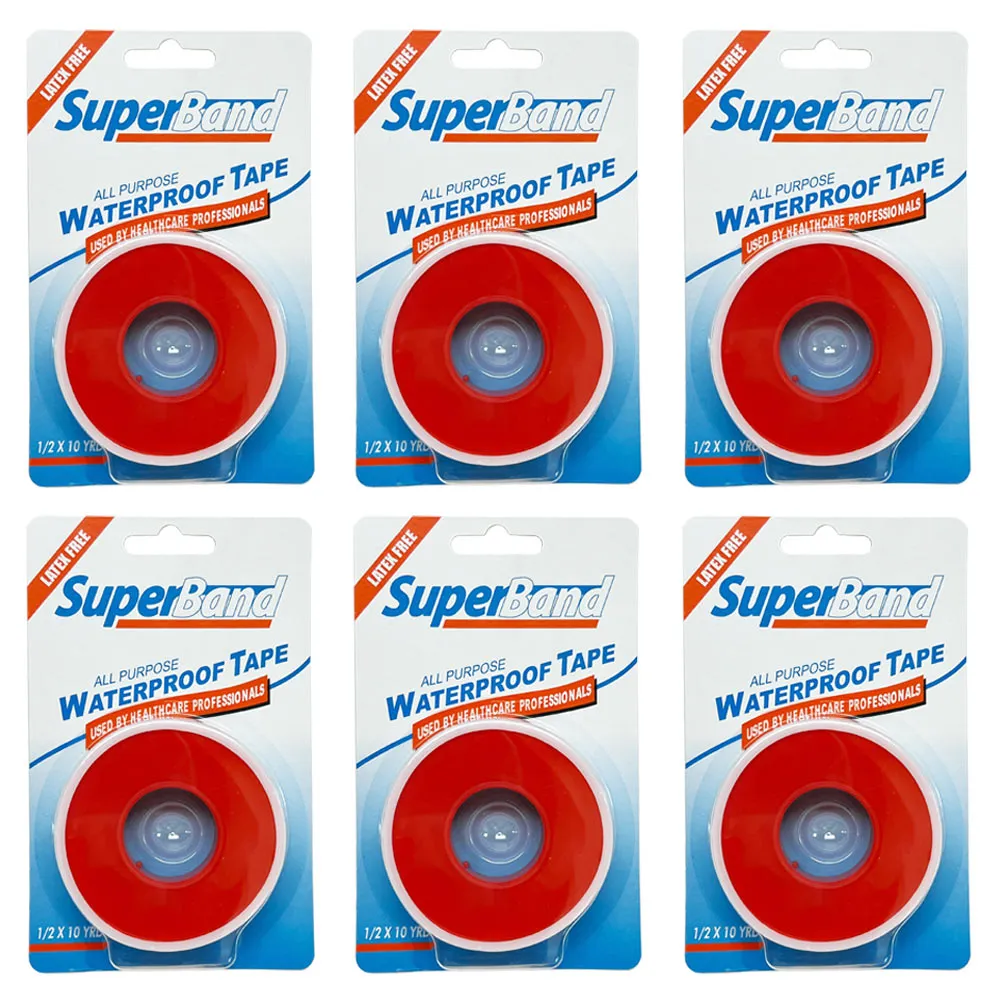 6 Pack Waterproof Adhesive Tape First Aid 1/2 Inch x 10 Yards Medical Surgical