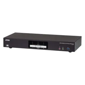 Aten Desktop KVMP Switch 2 Port Dual Display 4k DisplayPort w/ audio, Cables Included, 2x USB Port, Selection Via Front Panel