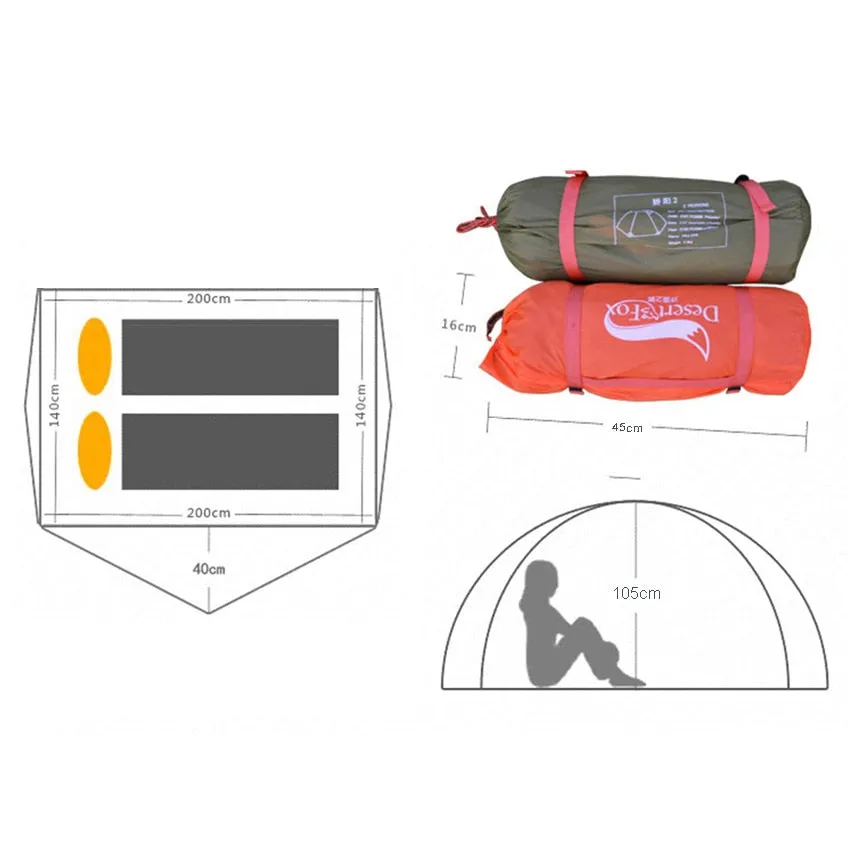 Backpacking Tent 2 Person Aluminum Pole
