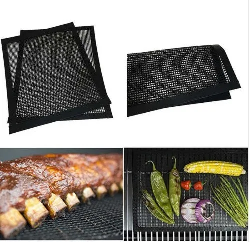 BBQ Non-stick Teflon Grill, Heat Resistance Thermal Mats. Use For Gas, Charcoal And Electric Barbecue