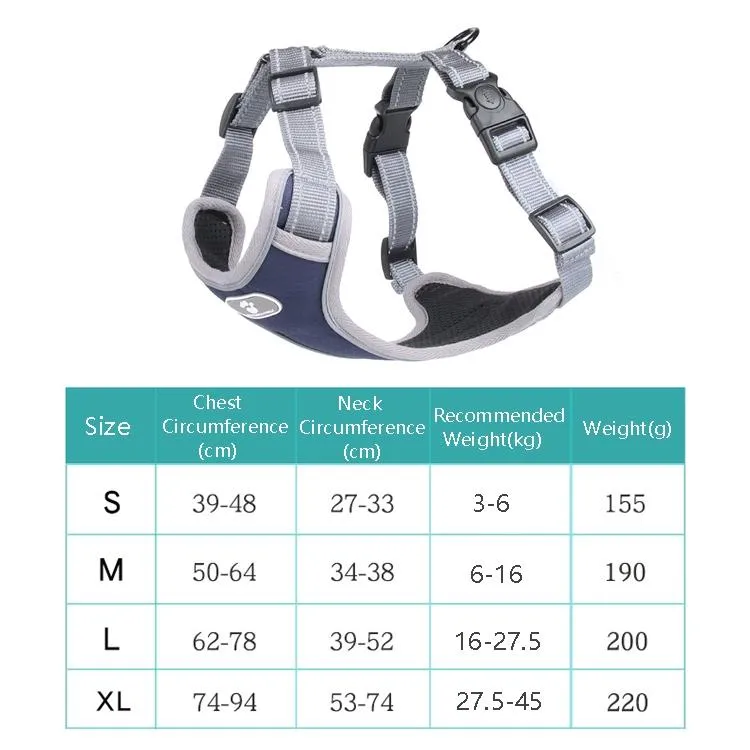 Breathable Mesh Dog Chest Straps Size L