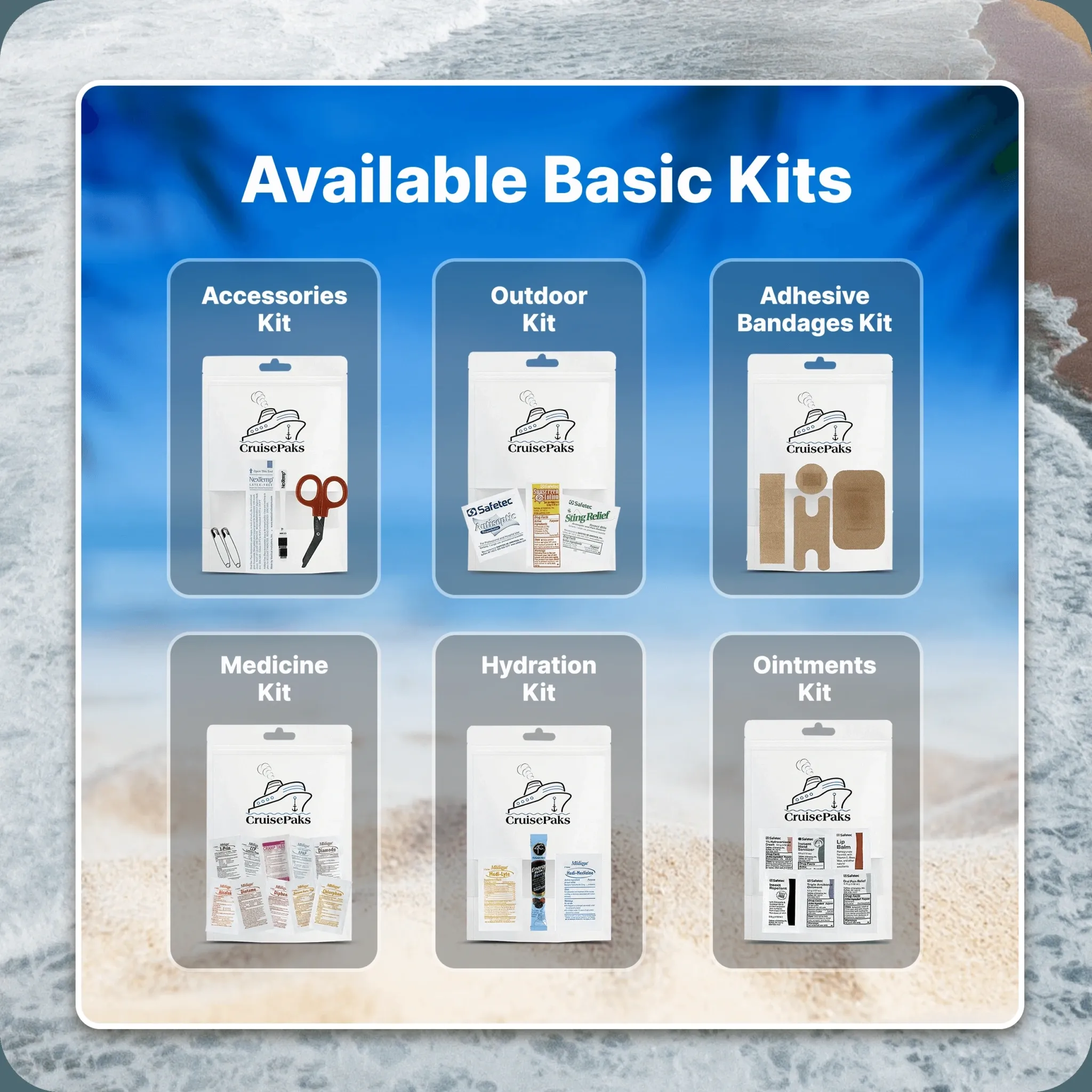 Cruise Essentials On-The-Go Refills for First Aid Kits  | Choose your preference from the drop down menu