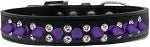 Double Crystal and Purple Spikes Dog Collar in Many Colors