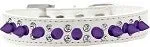 Double Crystal and Purple Spikes Dog Collar in Many Colors