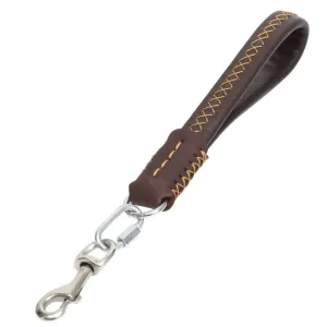 Genuine Leather Durable Comfortable Padded Handle Rustproof Hook Short Dog Leash