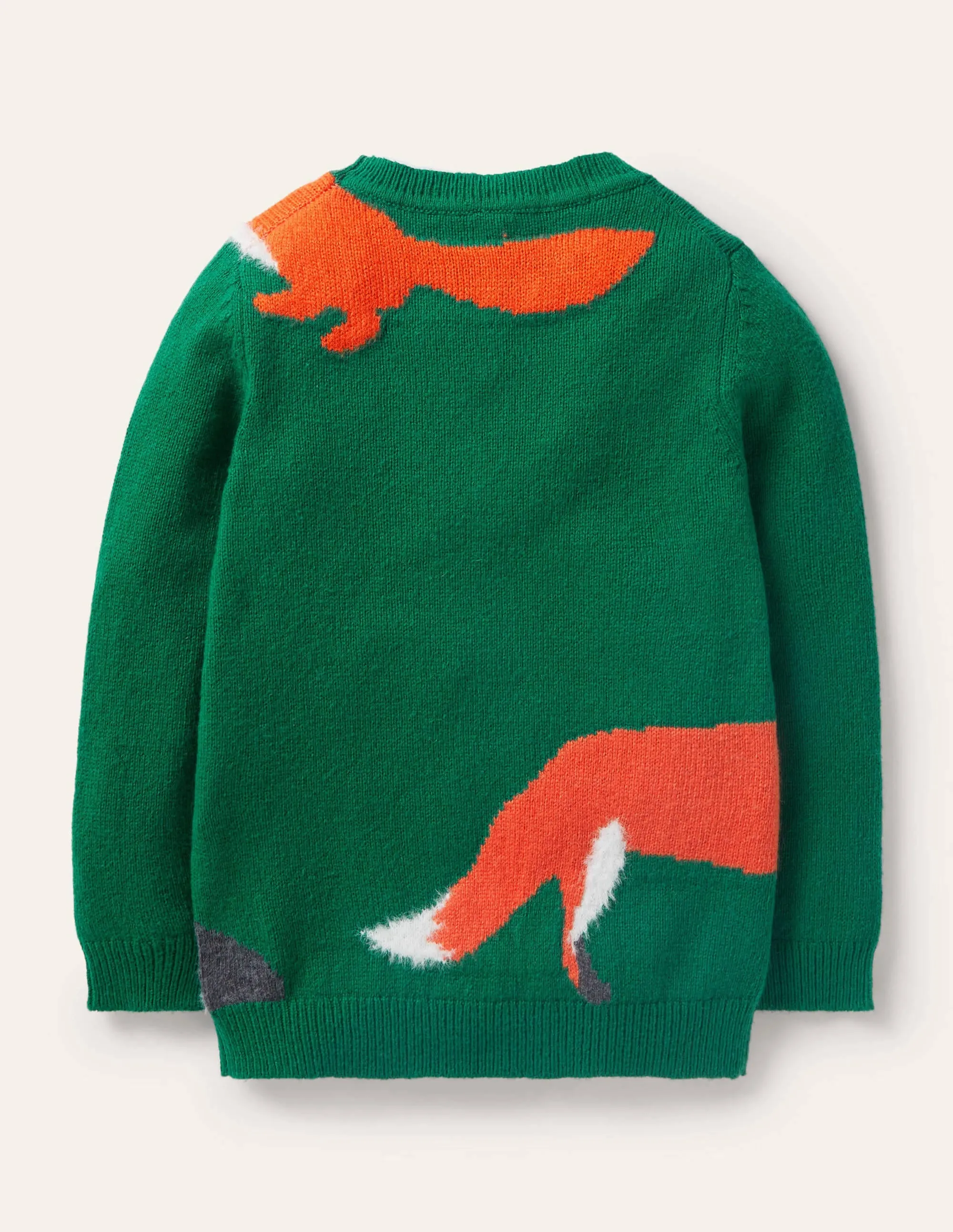Graphic Crew Jumper-Forest Green Woodland Animals