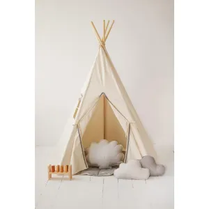 Grey Pompoms Teepee Tent with Pompoms