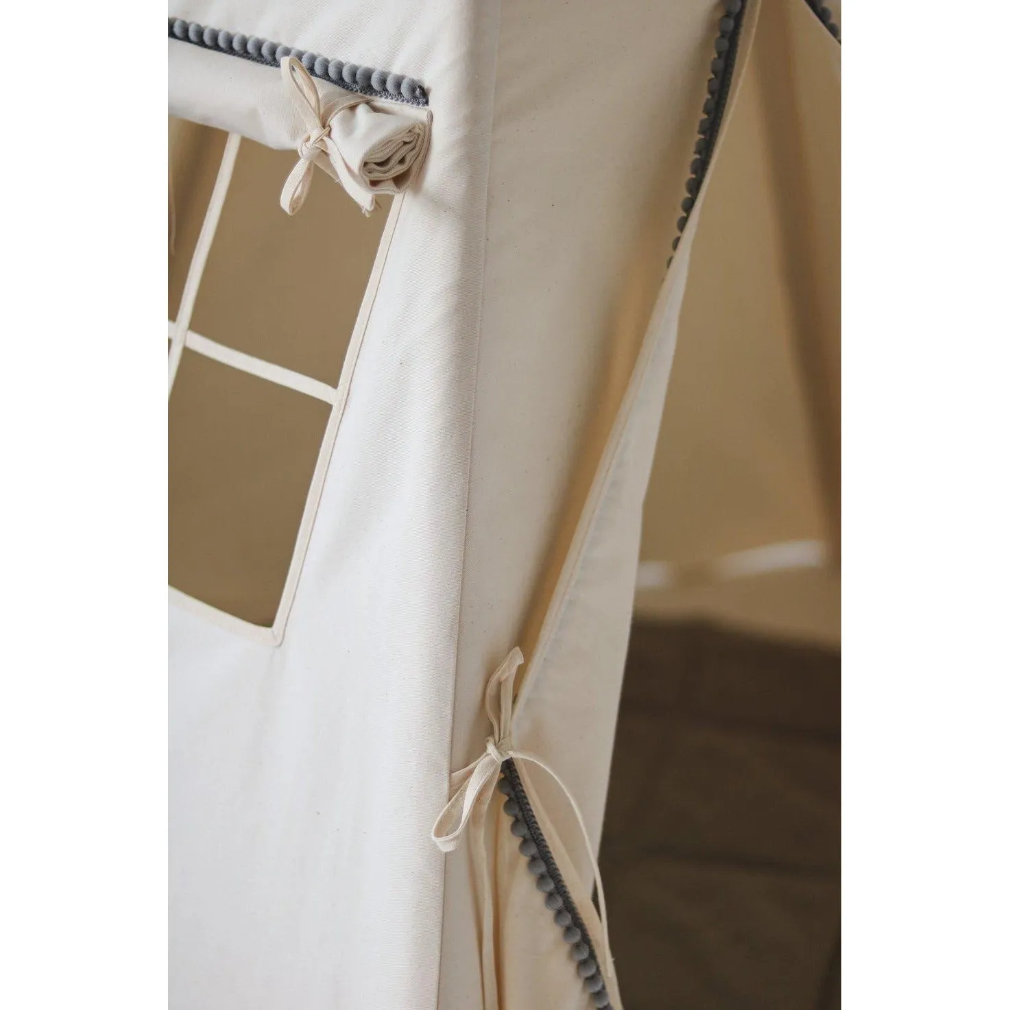 Grey Pompoms Teepee Tent with Pompoms