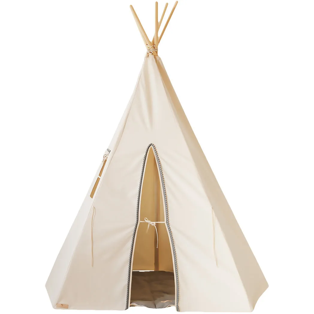 Grey Pompoms Teepee Tent with Pompoms