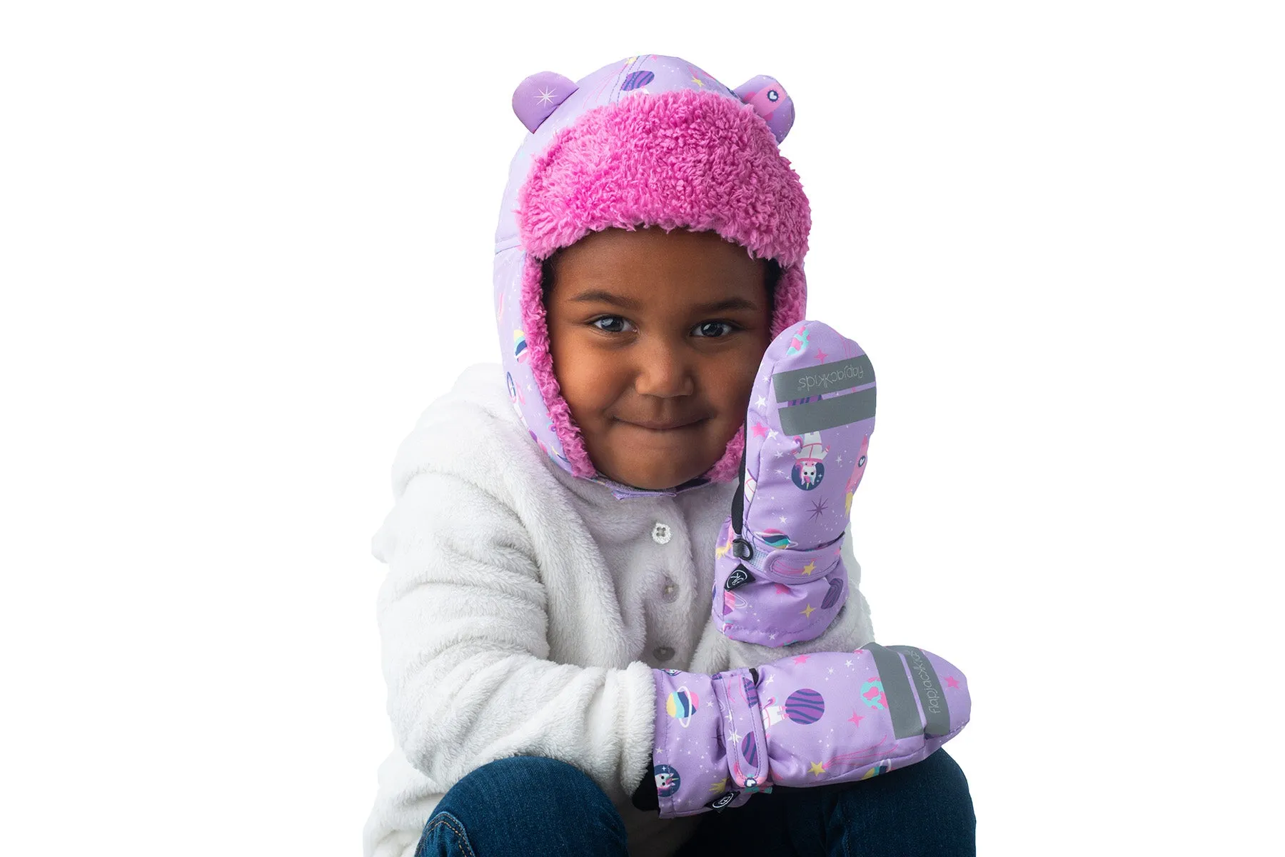 Kids Water Repellent Ski Mittens - Unicorn (Lilac)