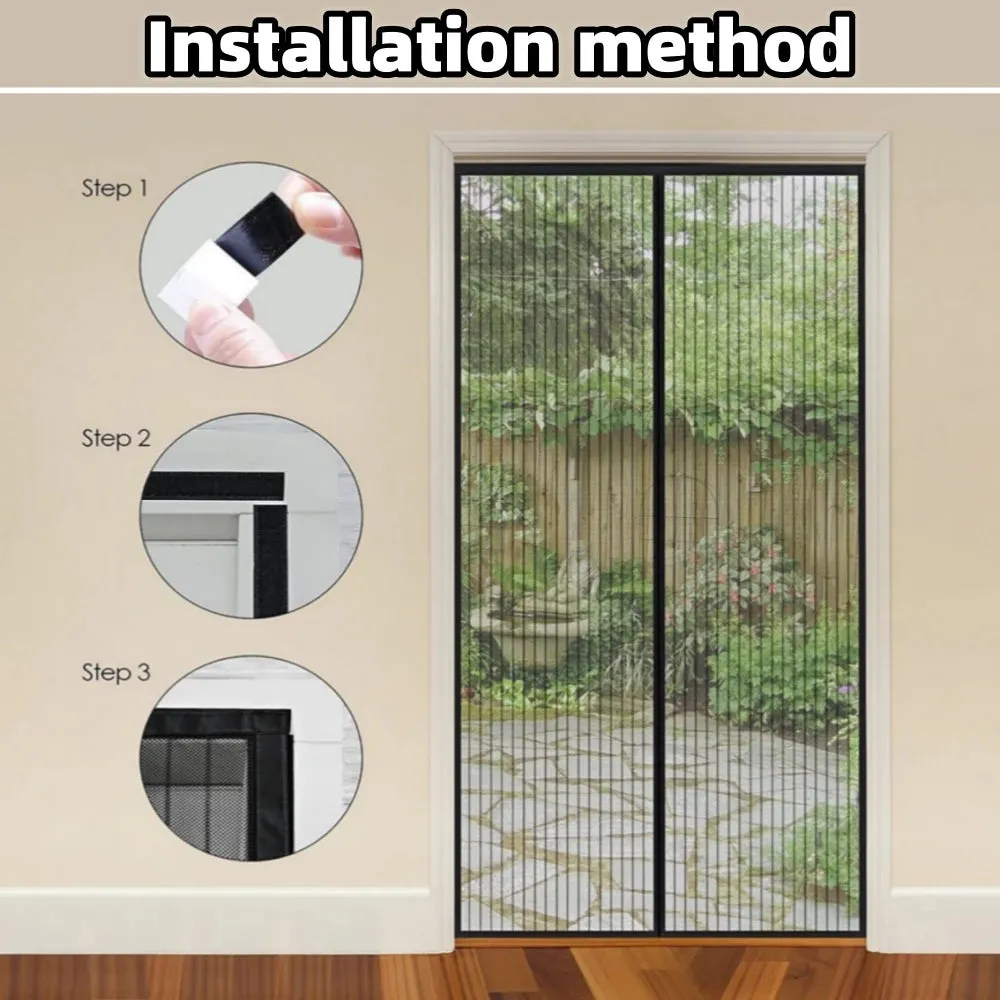 Magic Mesh Instant Screen Door - Magnetic Curtain Net for Single Doors, Sliding Doors & RVs - Anti-Bug & Mosquito Fly Screen