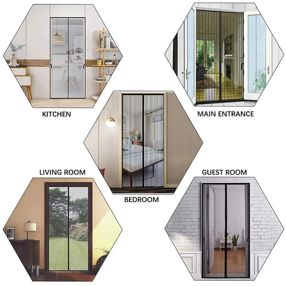 Magic Mesh Instant Screen Door - Magnetic Curtain Net for Single Doors, Sliding Doors & RVs - Anti-Bug & Mosquito Fly Screen