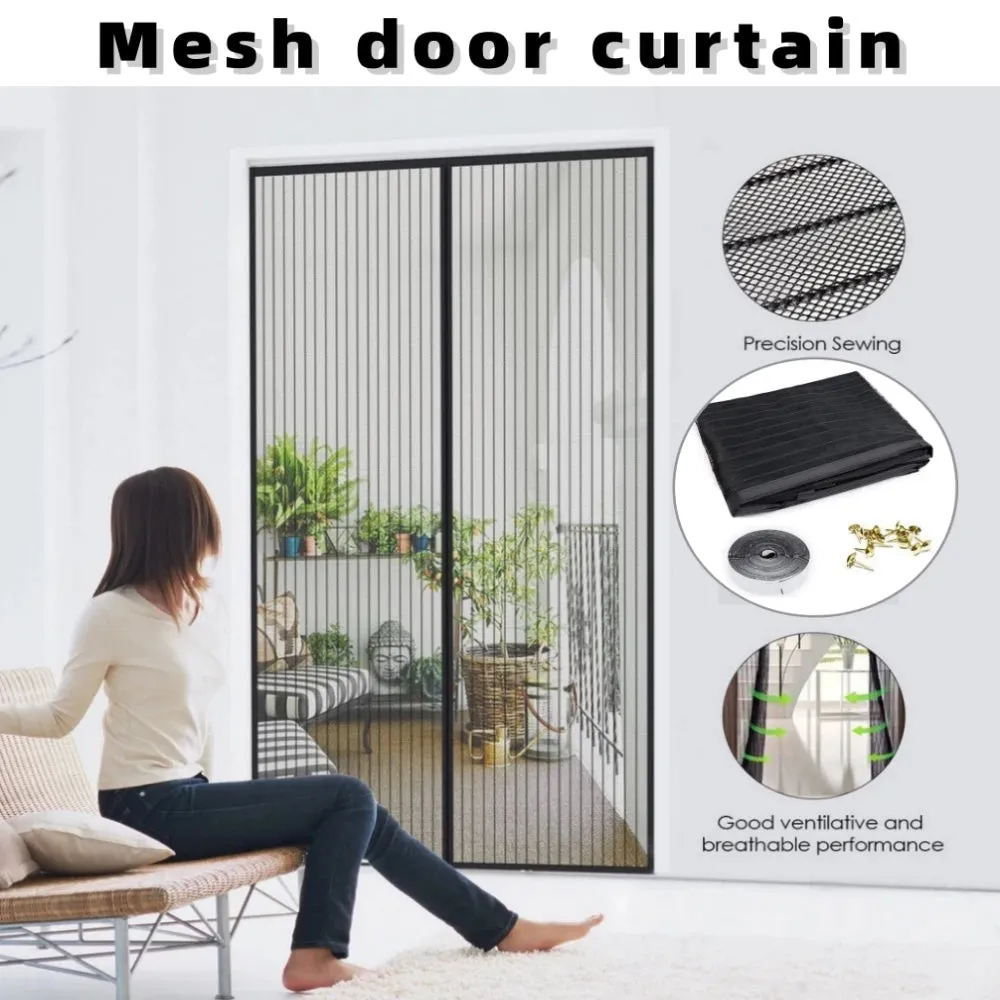 Magic Mesh Instant Screen Door - Magnetic Curtain Net for Single Doors, Sliding Doors & RVs - Anti-Bug & Mosquito Fly Screen