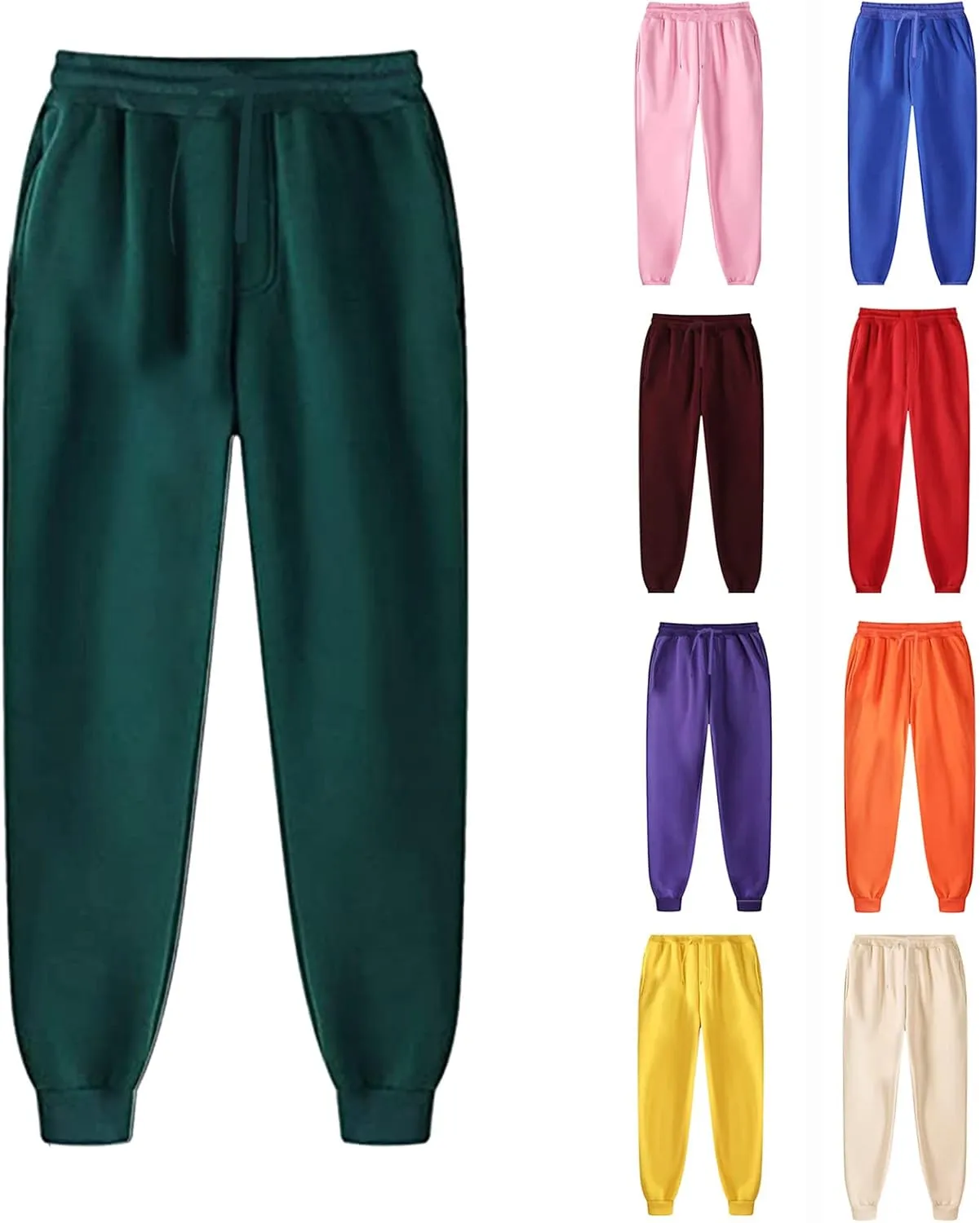 Mens Sweatpants with Pockets Solid Casual Pants Classic Fit Pants Lightweight Elastic Waist Golf Trousers