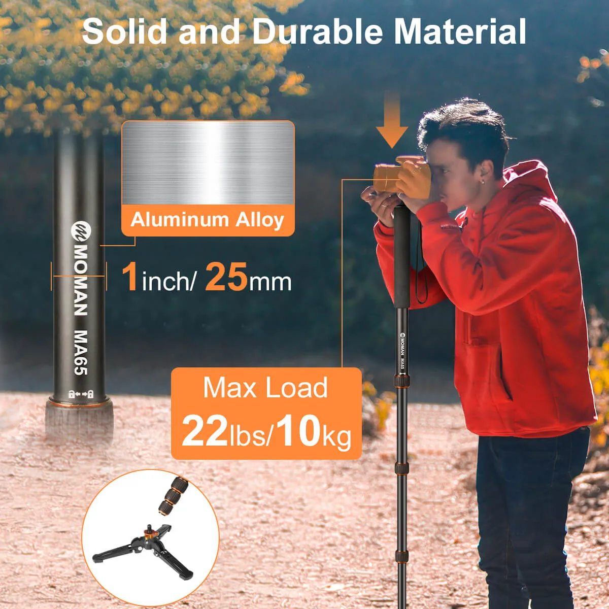 Moman MA65 Monopod Hiking Stick Aluminum Made