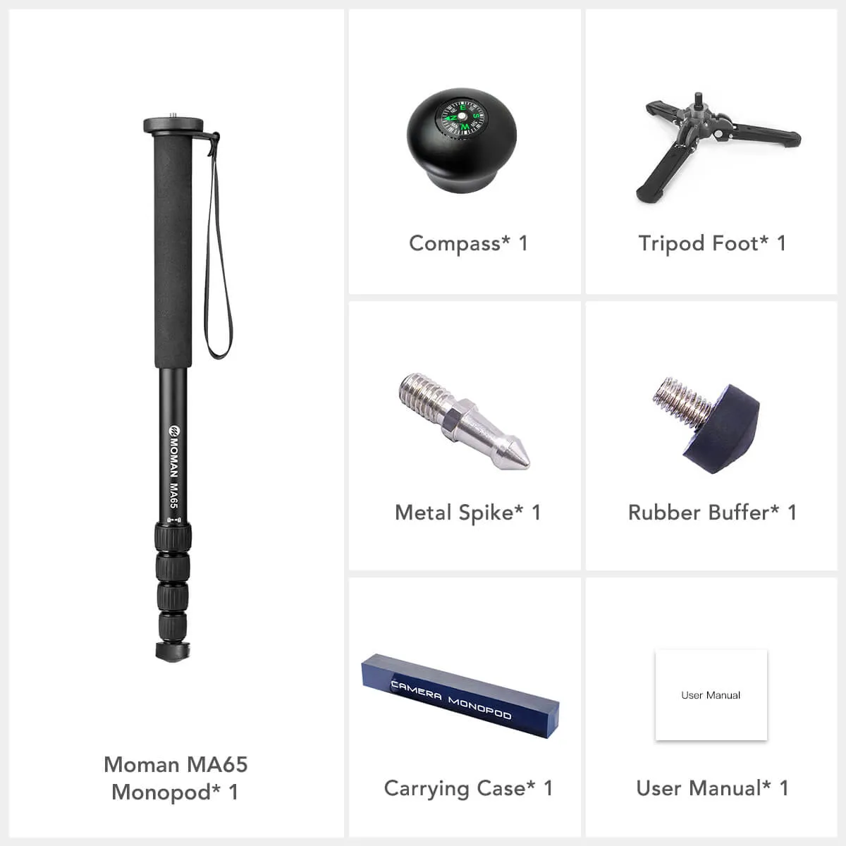 Moman MA65 Monopod Hiking Stick Aluminum Made