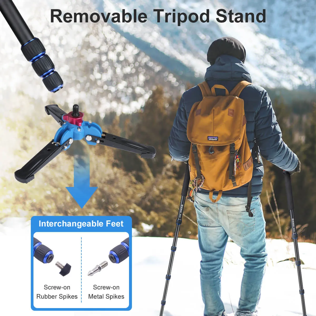 Moman MA65 Monopod Hiking Stick Aluminum Made
