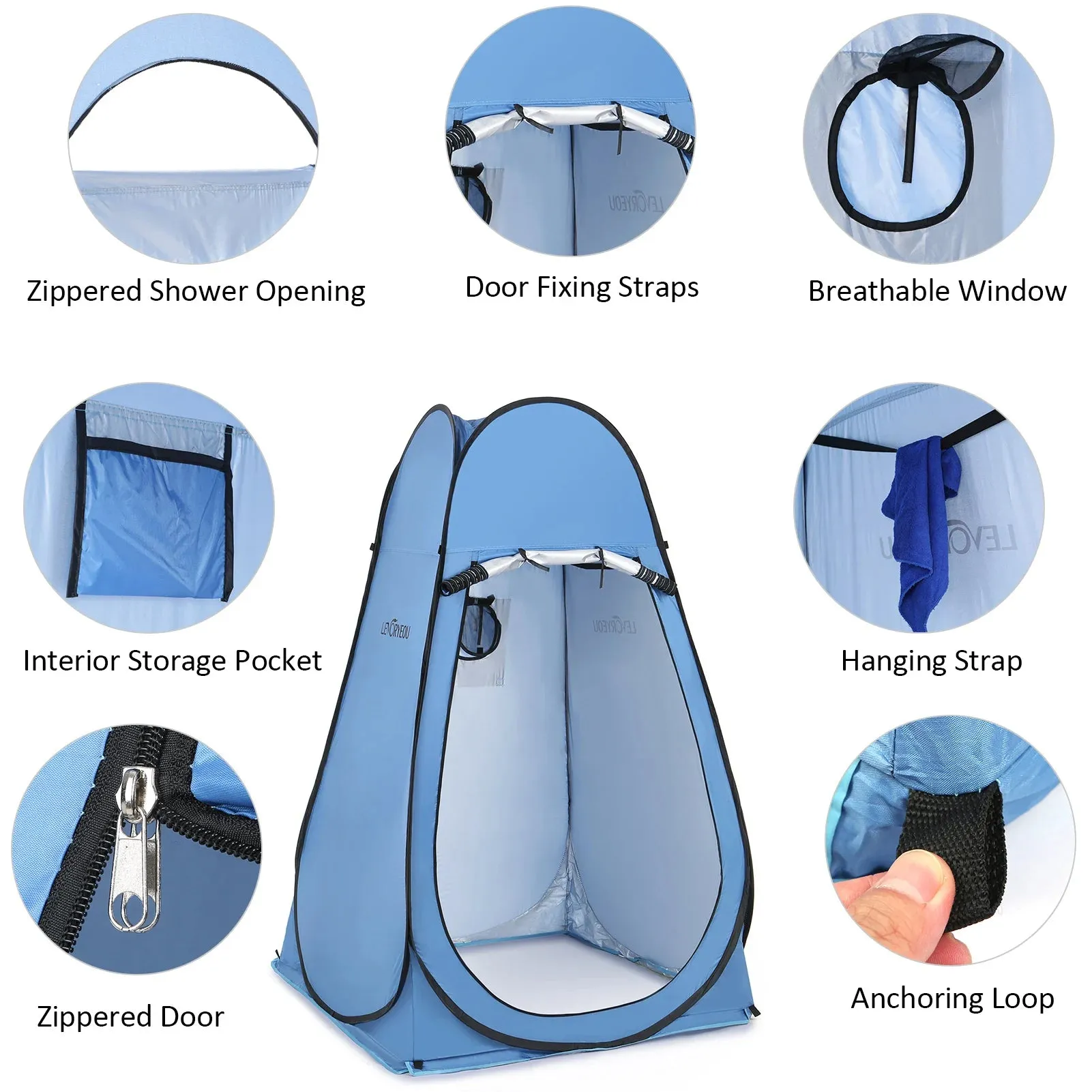 Pop Up Privacy Shelter Tent Portable Outdoor Camping Beach Instant Shower Toilet Changing Tent Sun Rain Shelter with Window