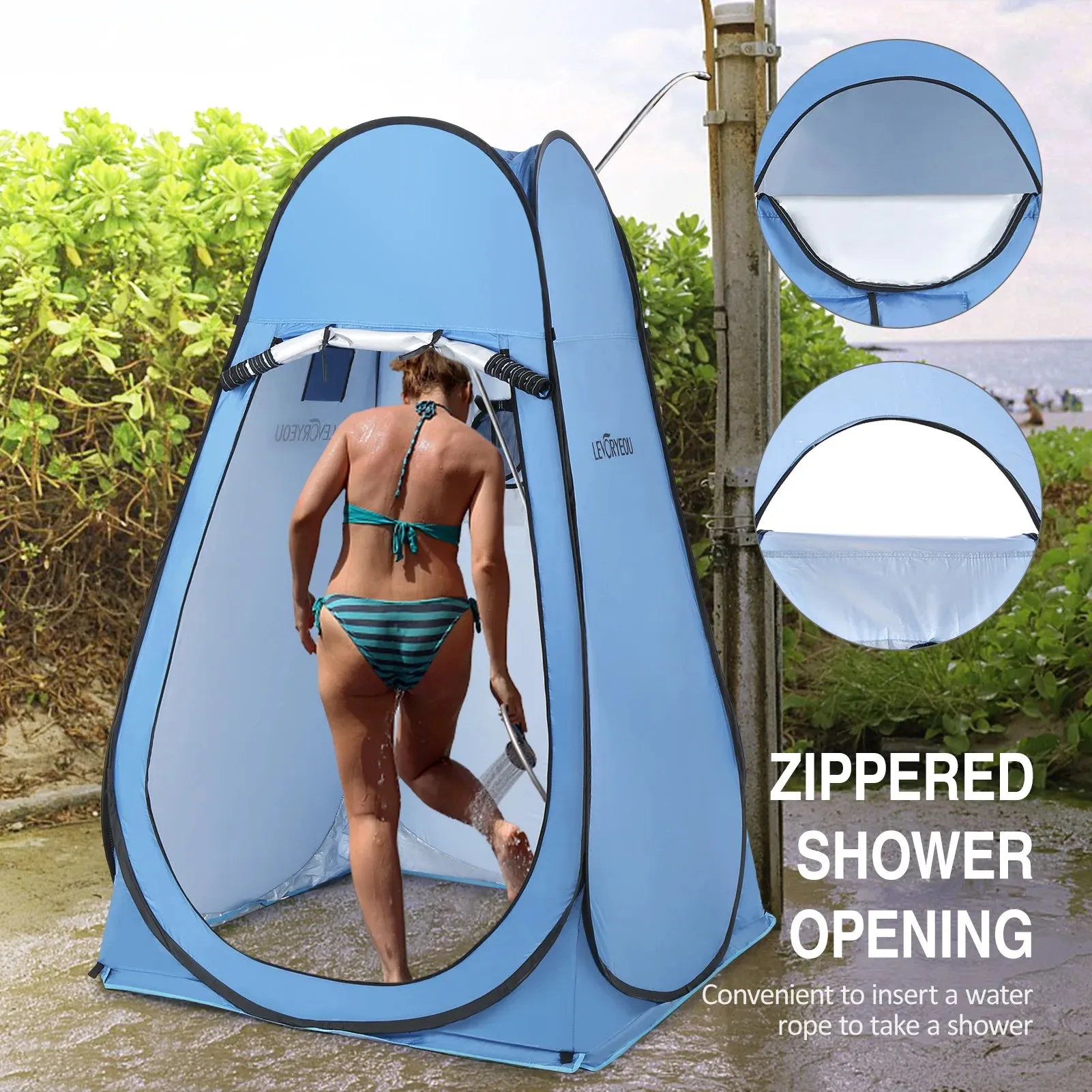 Pop Up Privacy Shelter Tent Portable Outdoor Camping Beach Instant Shower Toilet Changing Tent Sun Rain Shelter with Window