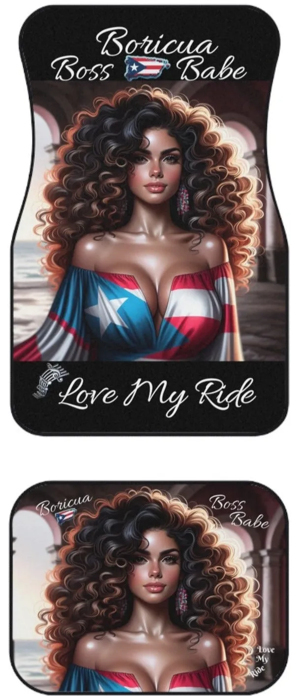 PUERTO RICO BORICUA BOSS BABE  LOVE MY RIDE CAR MATS (Set of 4)