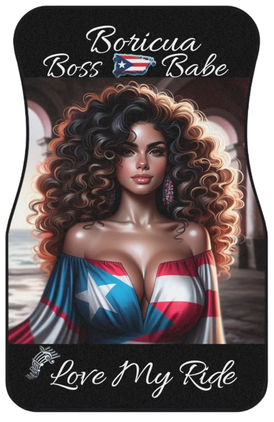 PUERTO RICO BORICUA BOSS BABE  LOVE MY RIDE CAR MATS (Set of 4)