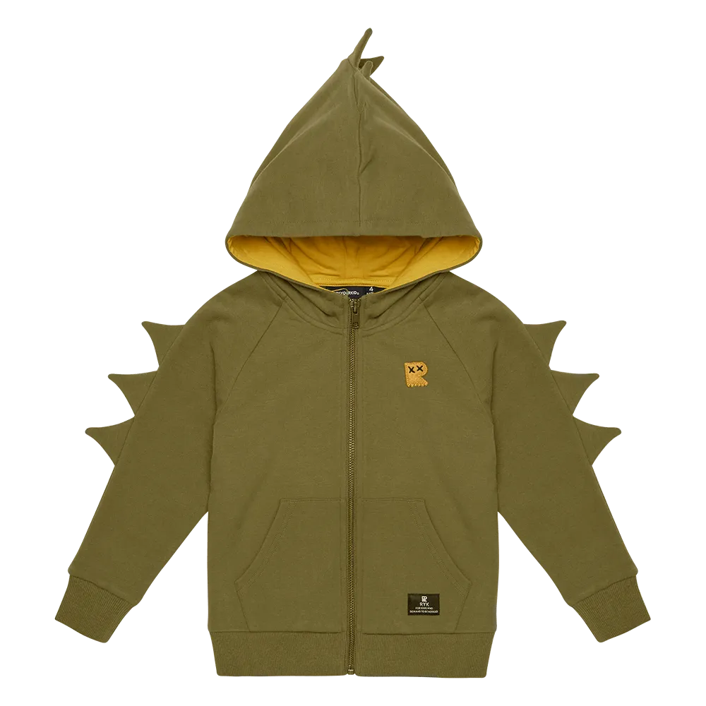 Rock Your Baby Khaki Dino Hoodie