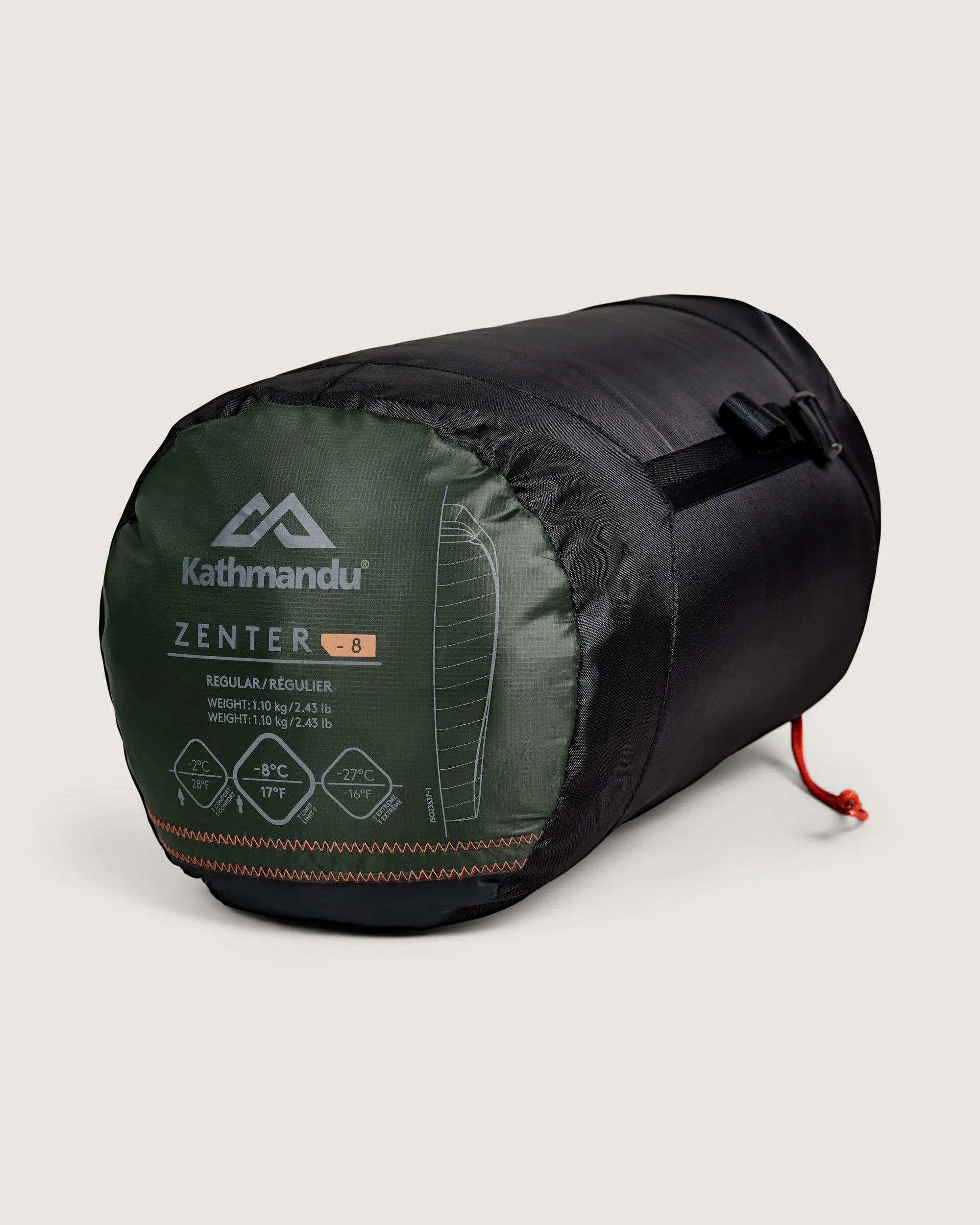 Zenter -8°C Down Sleeping Bag - Regular - Dark Moss/Black Stingray